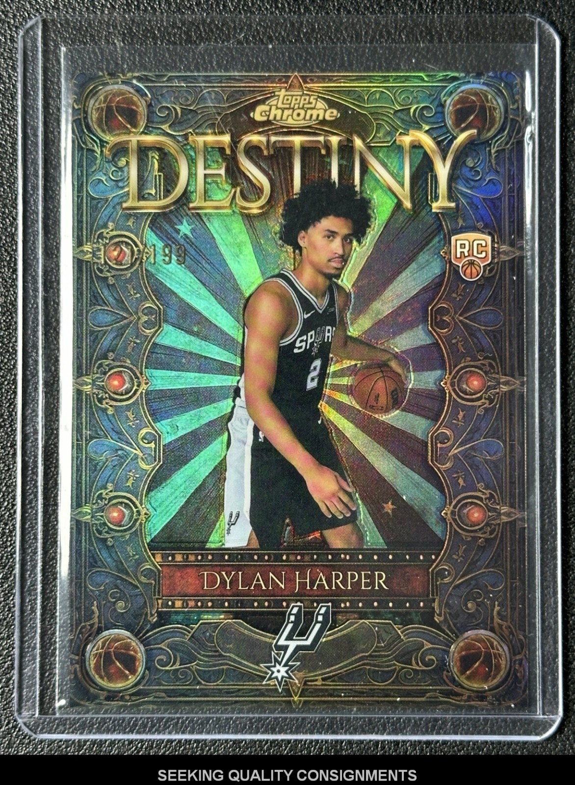 DYLAN HARPER 2025-26 TOPPS CHROME #D-2 DESTINY AQUA REFRACTOR RC #/199 SPURS