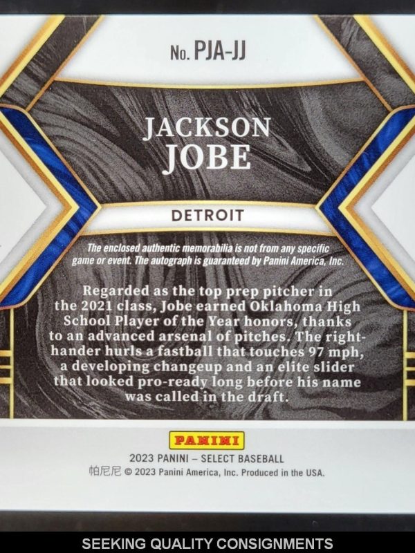2023 Panini Select Jackson Jobe Rookie Jersey Auto Patch Relic Tigers