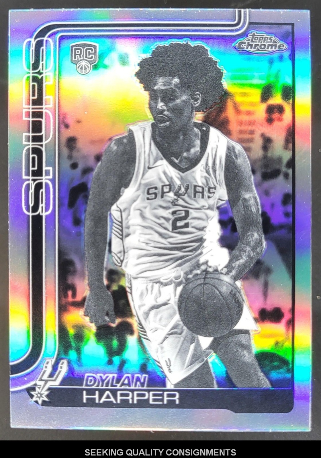 2025-26 Topps Chrome Dylan Harper Negative Refractor RC Spurs