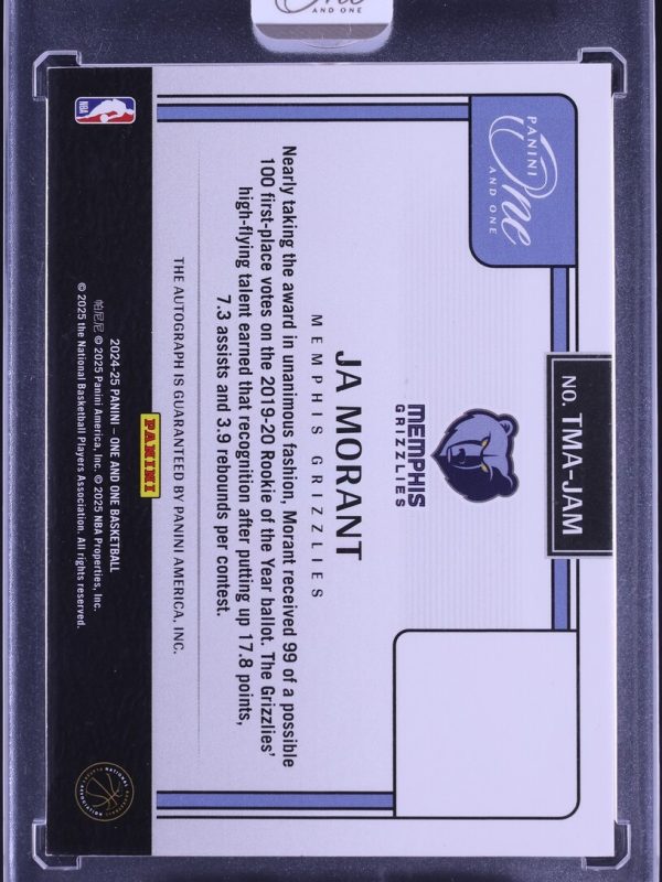 2024-25 Panini One and One JA MORANT GREEN TIMELESS MOMENTS AUTO 3/5 Grizzlies