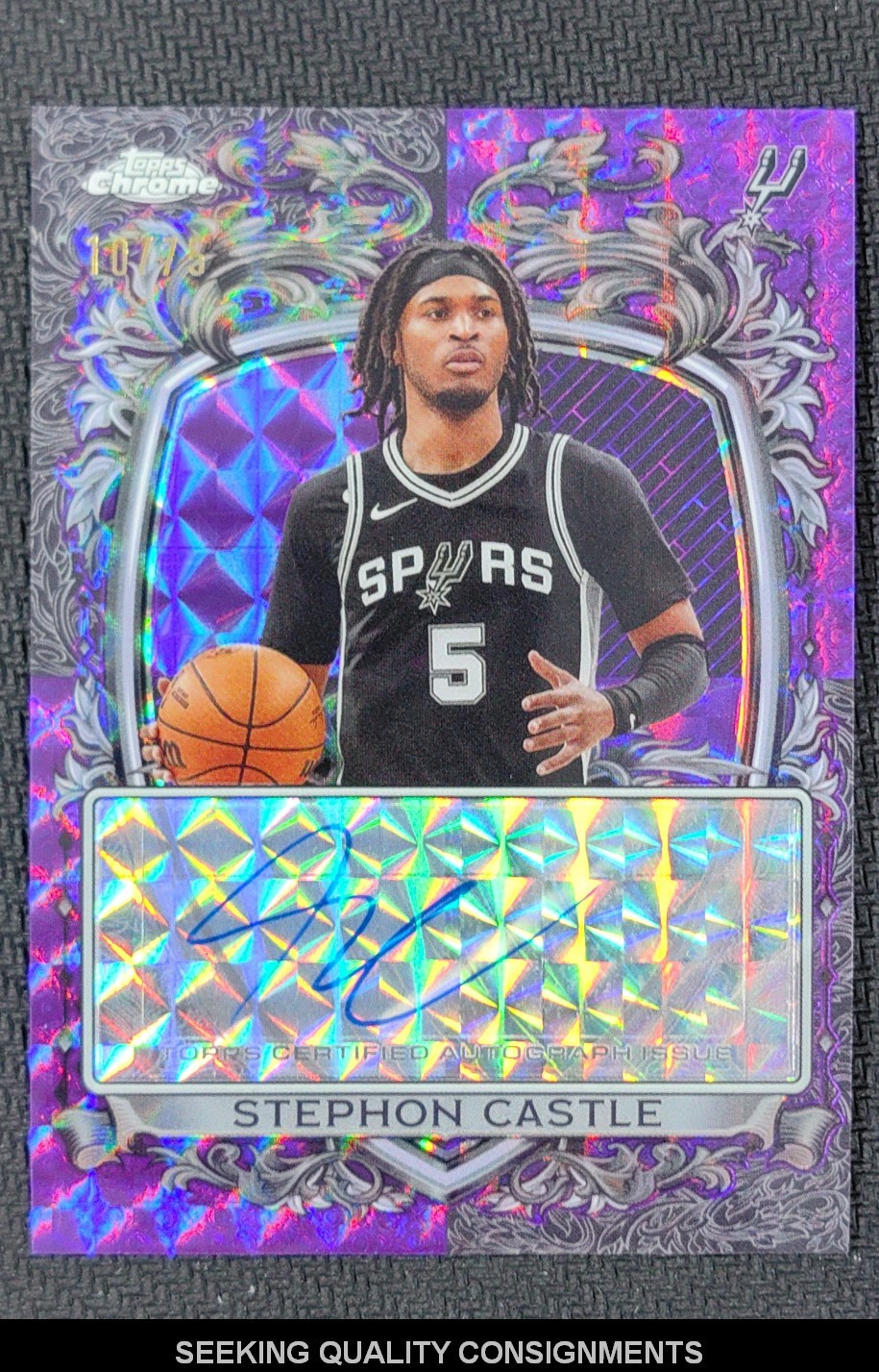 2025-26 Topps Chrome Stephon Castle Purple Geometric Refractor Auto /75