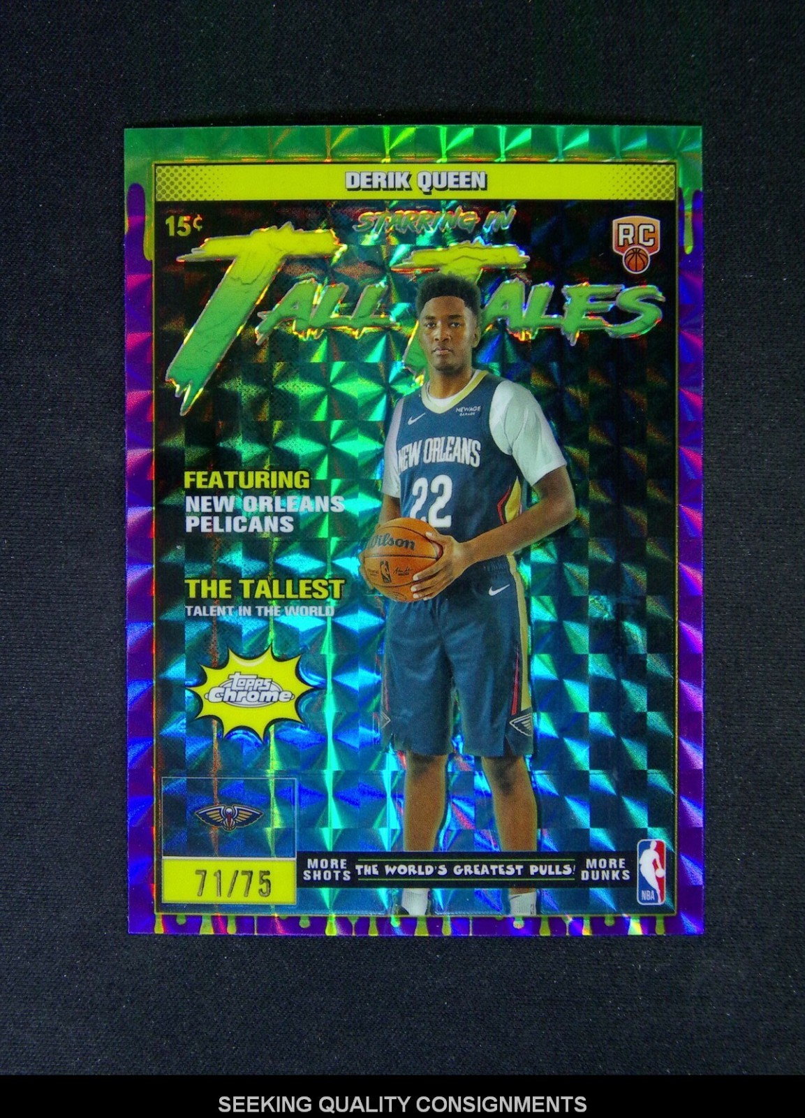 2025-26 Topps Chrome Derik Queen RC Rookie Tall Tales Purple Geometric /75