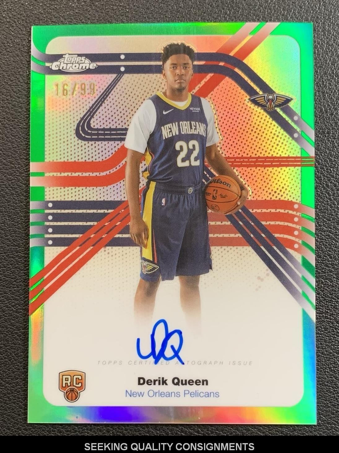 2025-26 Topps Chrome Derik Queen RC Rookie Green Next Stop Refractor Auto /99