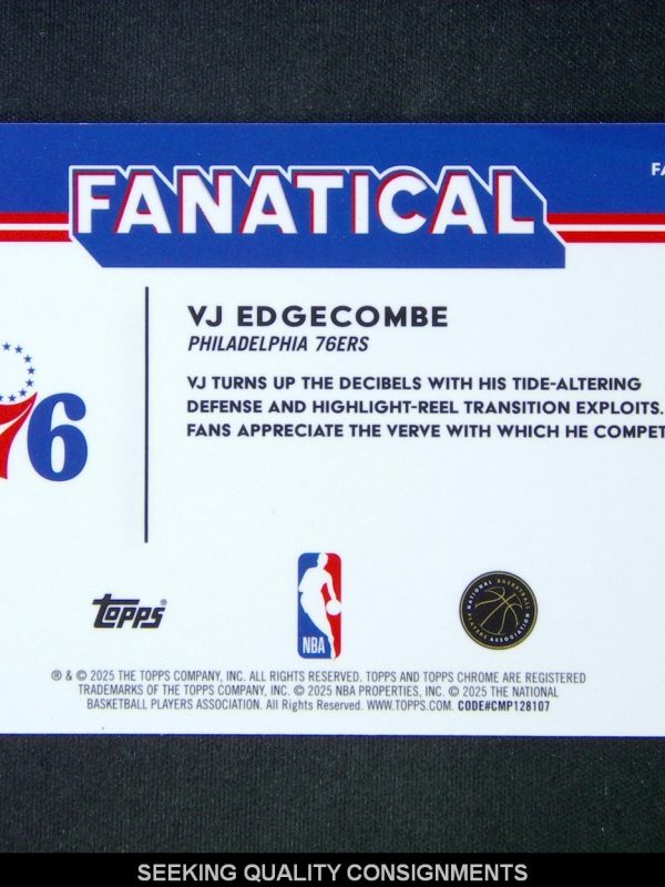 2025-26 Topps Chrome VJ Edgecombe #23 RC Rookie Fanatical Refractor SSP