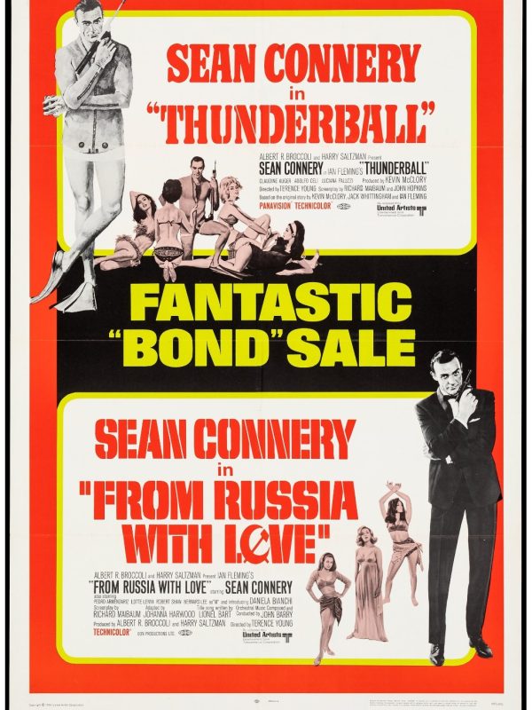Thunderball/From Russia with Love Poster 1968 Folded Very Fine+ Original (27x41)