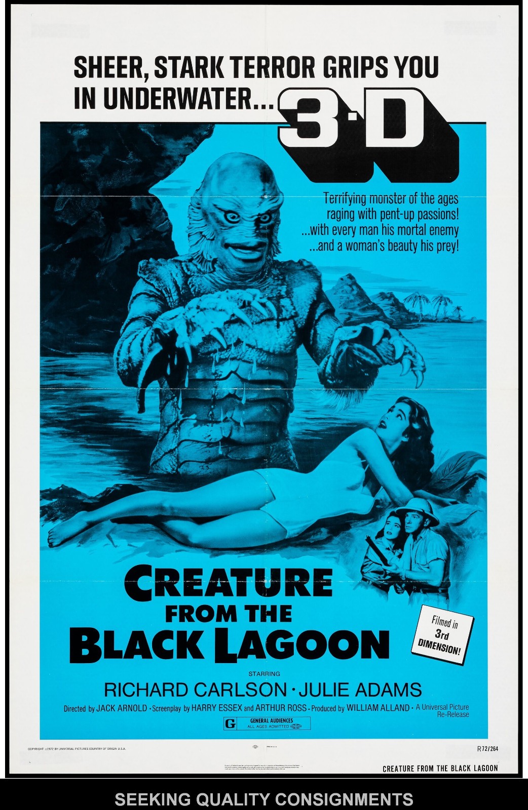 Creature from the Black Lagoon (R-1972) Folded, Very Fine. One Sheet (27" X 41")
