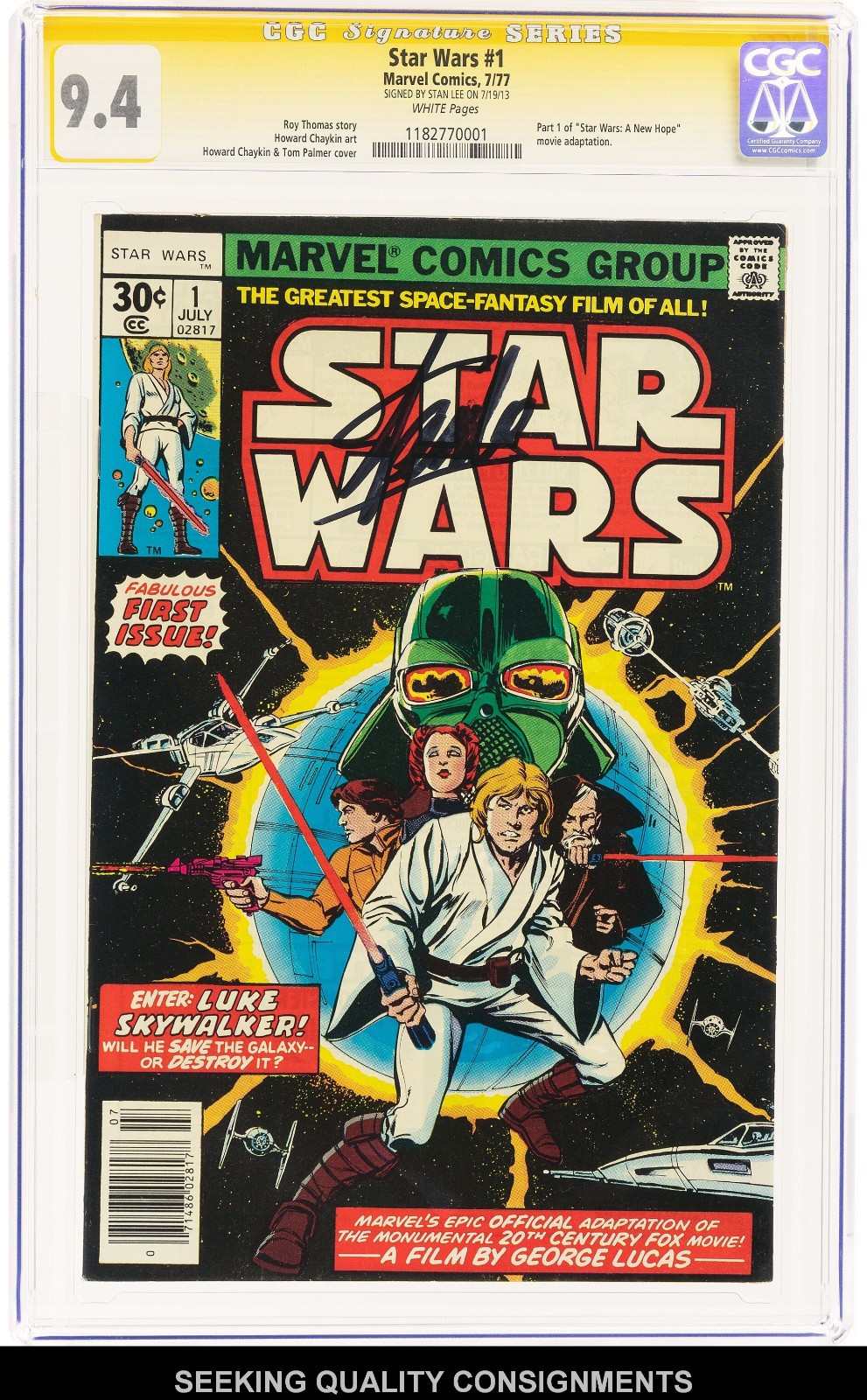 Star Wars #1 Signature Series: Stan Lee (Marvel, 1977) CGC NM 9.4 - White Pages