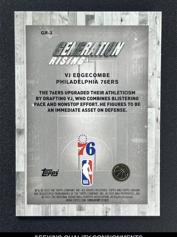 2025-26 Topps Chrome VJ Edgecombe #GR-3 Green Generation Rising Rookie RC /99