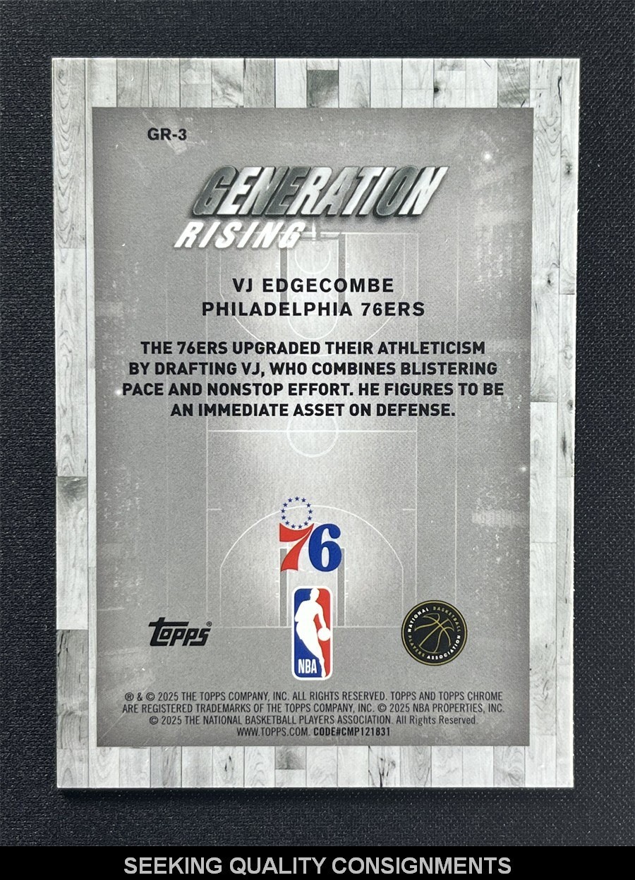 2025-26 Topps Chrome VJ Edgecombe #GR-3 Green Generation Rising Rookie RC /99