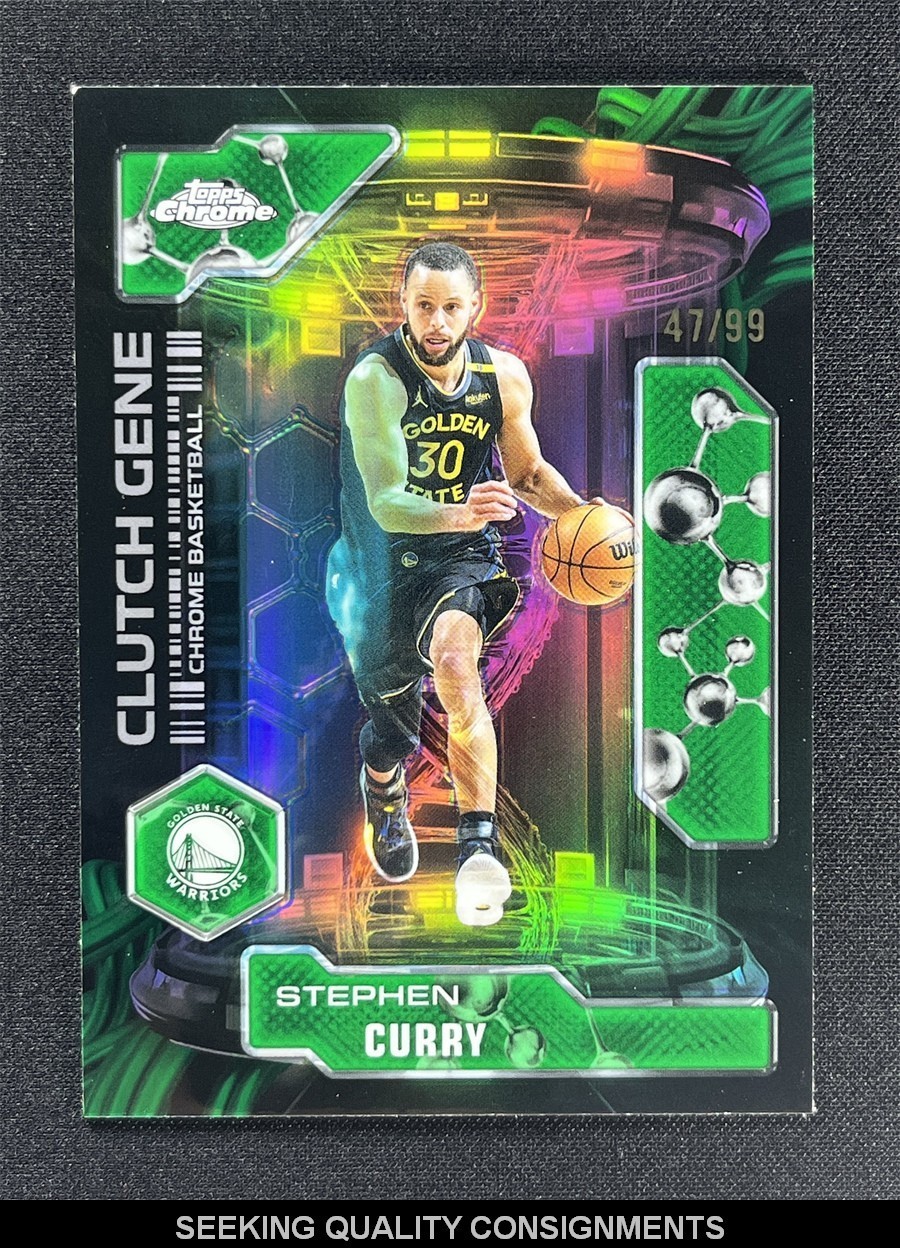 2025-26 Topps Chrome Stephen Curry #CG-2 Green Refractor Clutch Gene /99