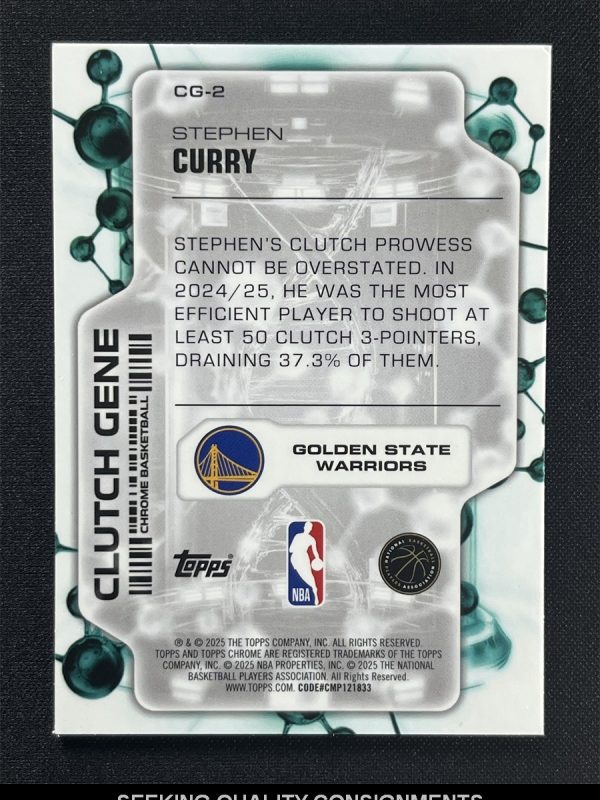 2025-26 Topps Chrome Stephen Curry #CG-2 Green Refractor Clutch Gene /99