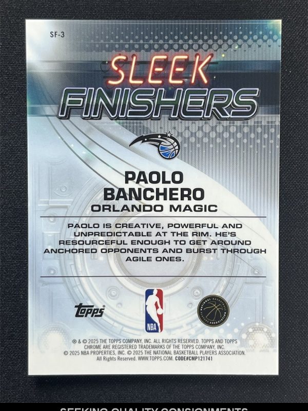 2025-26 Topps Chrome Paolo Banchero #SF-3 Orange Refractor Sleek Finishers /25