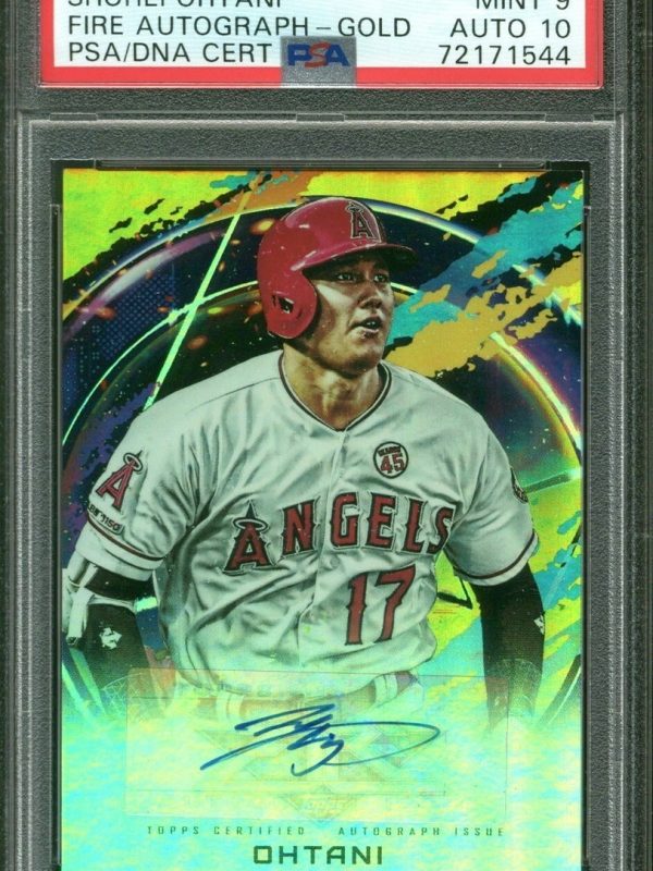 2020 TOPPS FIRE AUTOGRAPHS GOLD #FASO SHOHEI OHTANI #/10 POP 2 PSA 9 DNA AUTO 10