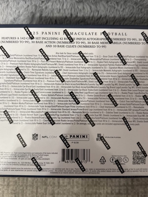 1x 2025 Panini Immaculate NFL FIRST OFF THE LINE Hobby Box Sealed NON REGULAR