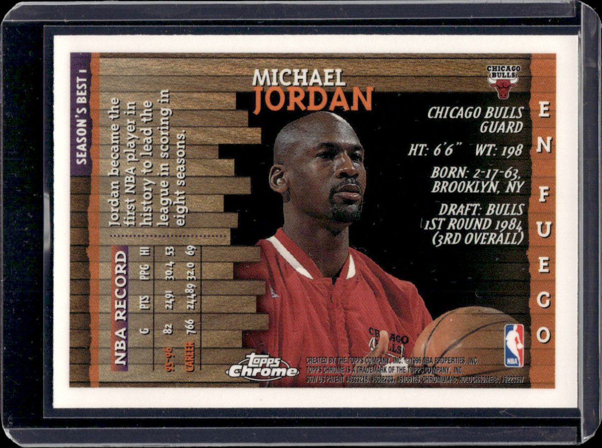 MICHAEL JORDAN 1996-97 Topps Chrome En Fuego Season's Best Card #1 Bulls HOF NM