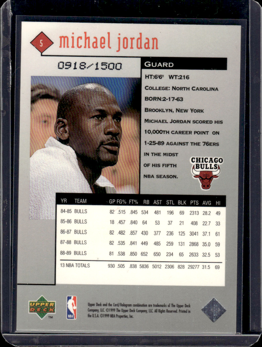 1998 UD Black Diamond Michael Jordan Triple Gold /1500 #5 Chicago Bulls NBA GOAT