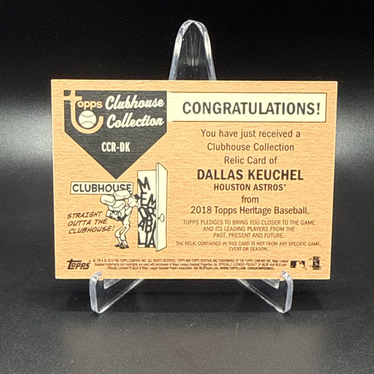 2018 TOPPS HERITAGE BASEBALL DALLAS KEUCHEL CLUBHOUSE COLLECTION JERSEY RELIC