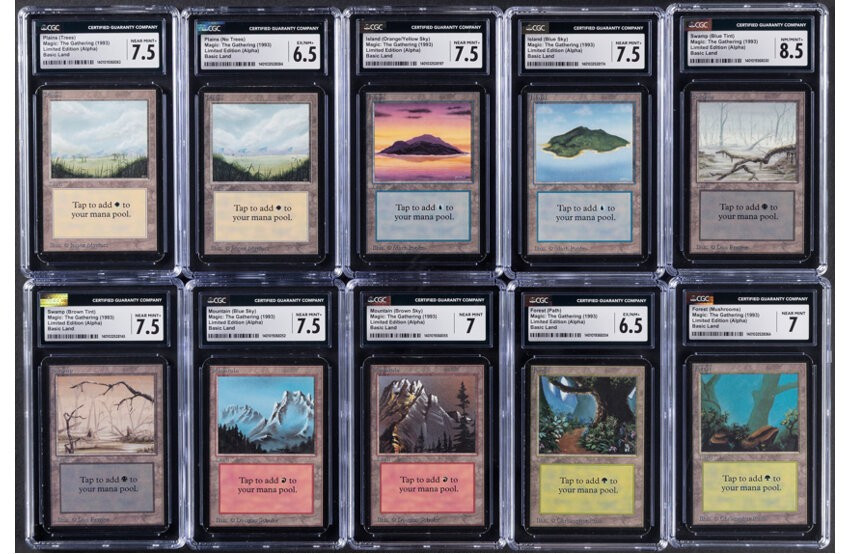 Magic: The Gathering Limited Edition (Alpha) Lands Complete Set of 10 CGC Graded