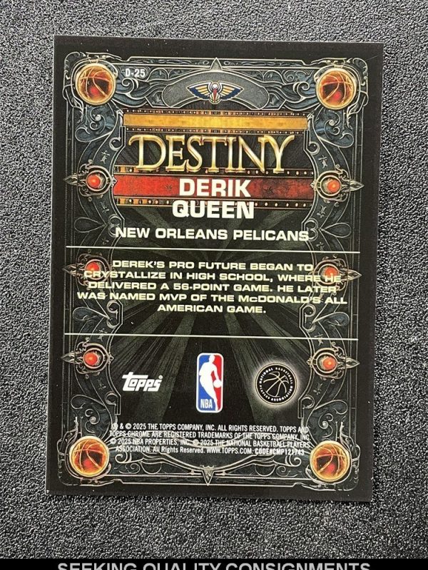 2025-26 Topps Chrome Basketball Derik Queen Destiny Green Refractor RC /99