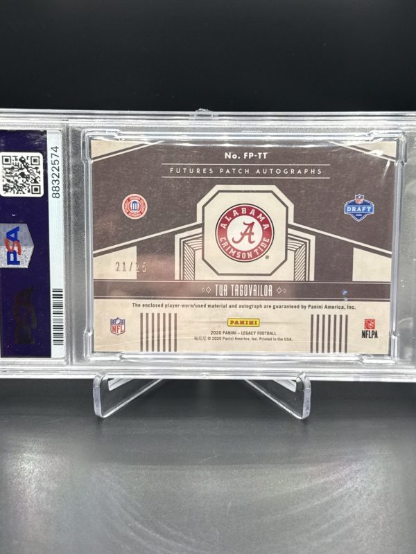 2020 Panini Legacy Futures Patch Auto Sapphire Tua Tagovailoa PSA 8 AUTO 10 #/25