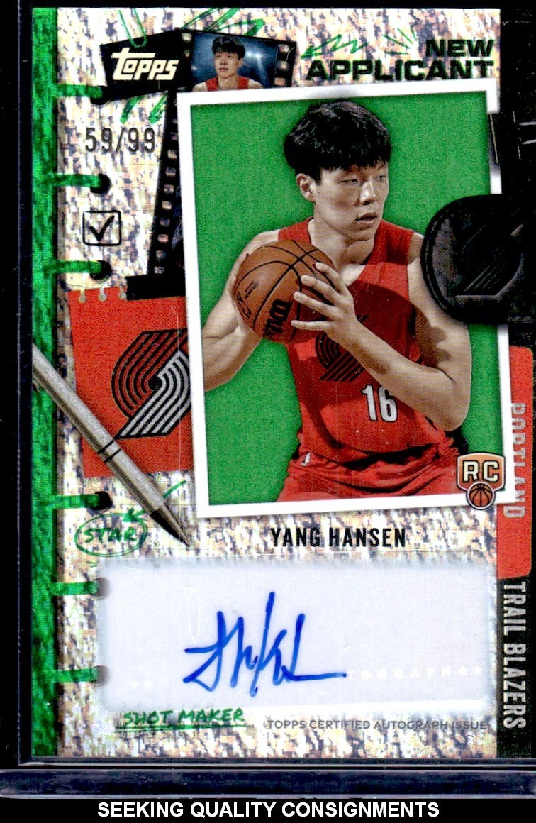 2025-26 Topps New Applicants GREEN Holofoil Yang Hansen Rookie Auto /99 #NA-YH