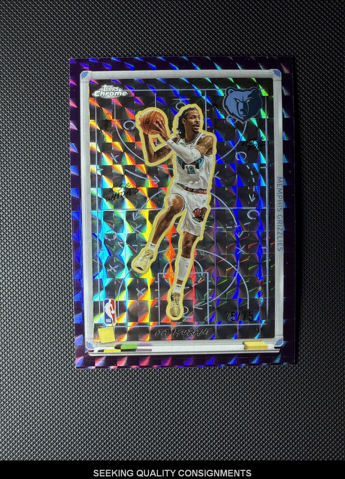 JA MORANT 2025-26 TOPPS CHROME X'S AND WHOA'S GEOMETRIC PURPLE REFRACTOR #/75