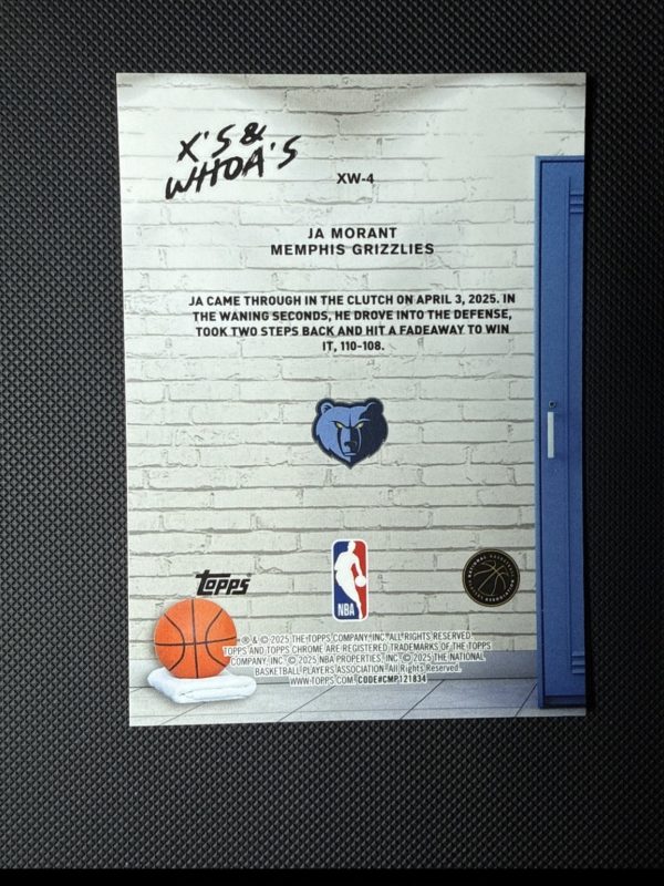 JA MORANT 2025-26 TOPPS CHROME X'S AND WHOA'S GEOMETRIC PURPLE REFRACTOR #/75