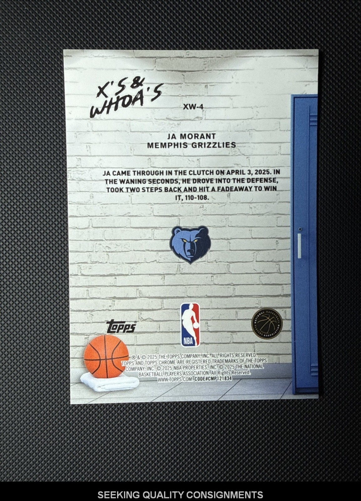 JA MORANT 2025-26 TOPPS CHROME X'S AND WHOA'S GEOMETRIC PURPLE REFRACTOR #/75