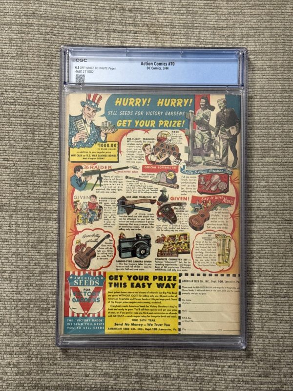 Action Comics #70 - DC Comics 1944 Superman Golden Age CGC 4.5 VG+