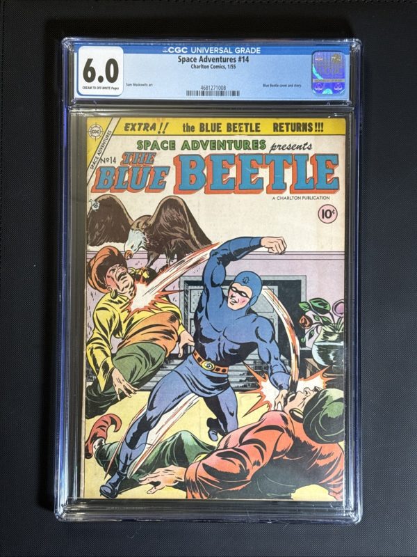 Space Adventures #14 CGC 6.0 - BLUE BEETLE Cover & Story - Charlton Comics 1956