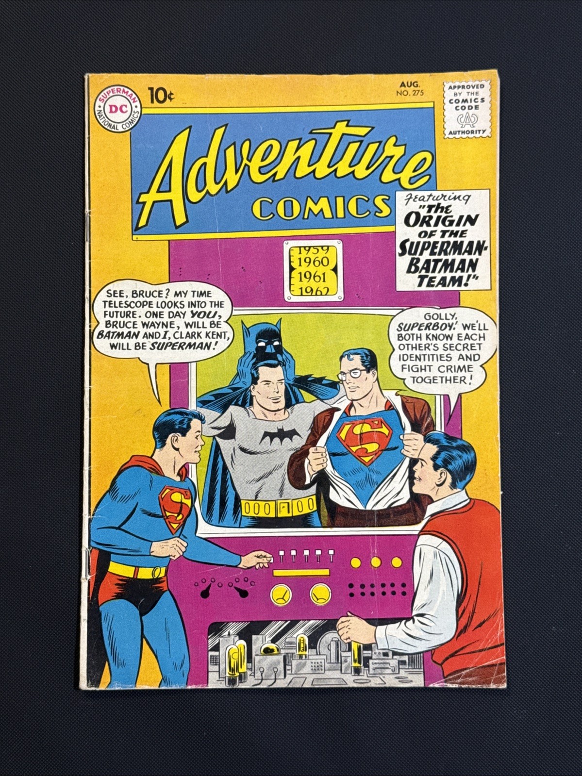 1960 Adventure Comics #275 Superman Batman Origin Superboy, DC Comics FN