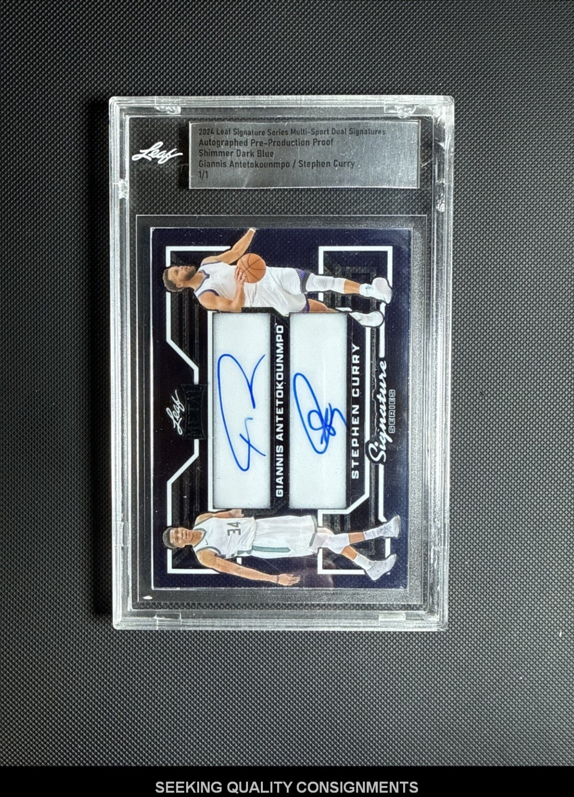 2024 Leaf Signature Multi Sport Dual Auto Dark Blue Stephen Curry Giannis 1/1