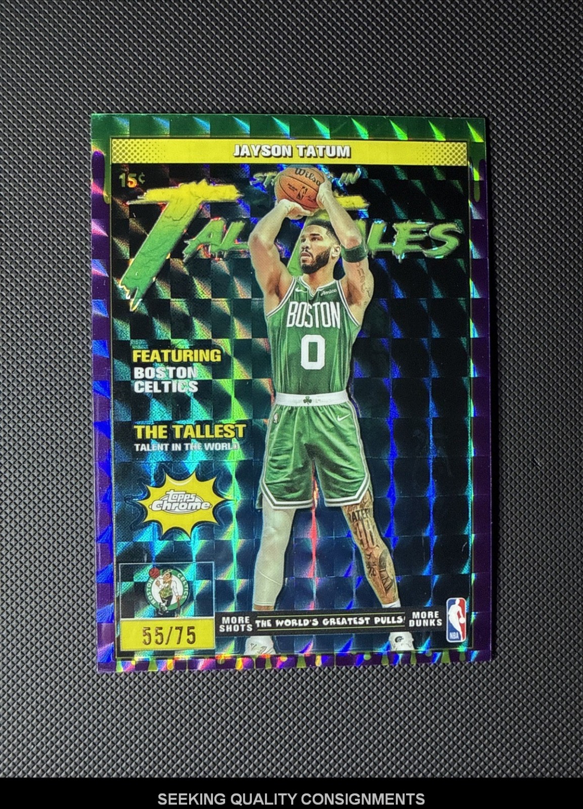 2025-26 Topps Chrome - Tall Tales Jayson Tatum #TT-9 Purple Refractor /75