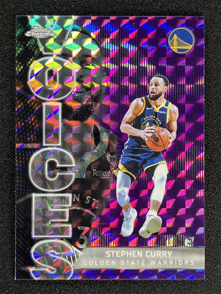 2025-26 Topps Chrome Stephen Curry #VS-5 Purple Geometric Voices Warriors /75