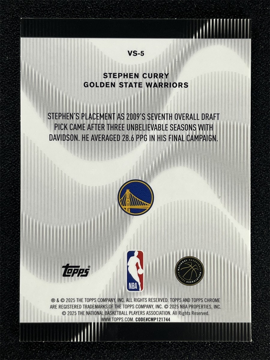 2025-26 Topps Chrome Stephen Curry #VS-5 Purple Geometric Voices Warriors /75