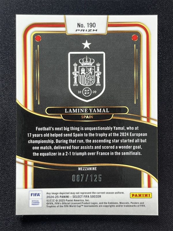 2024-25 Panini Select FIFA Lamine Yamal #190 Mezzanine Fluorescent Orange /125
