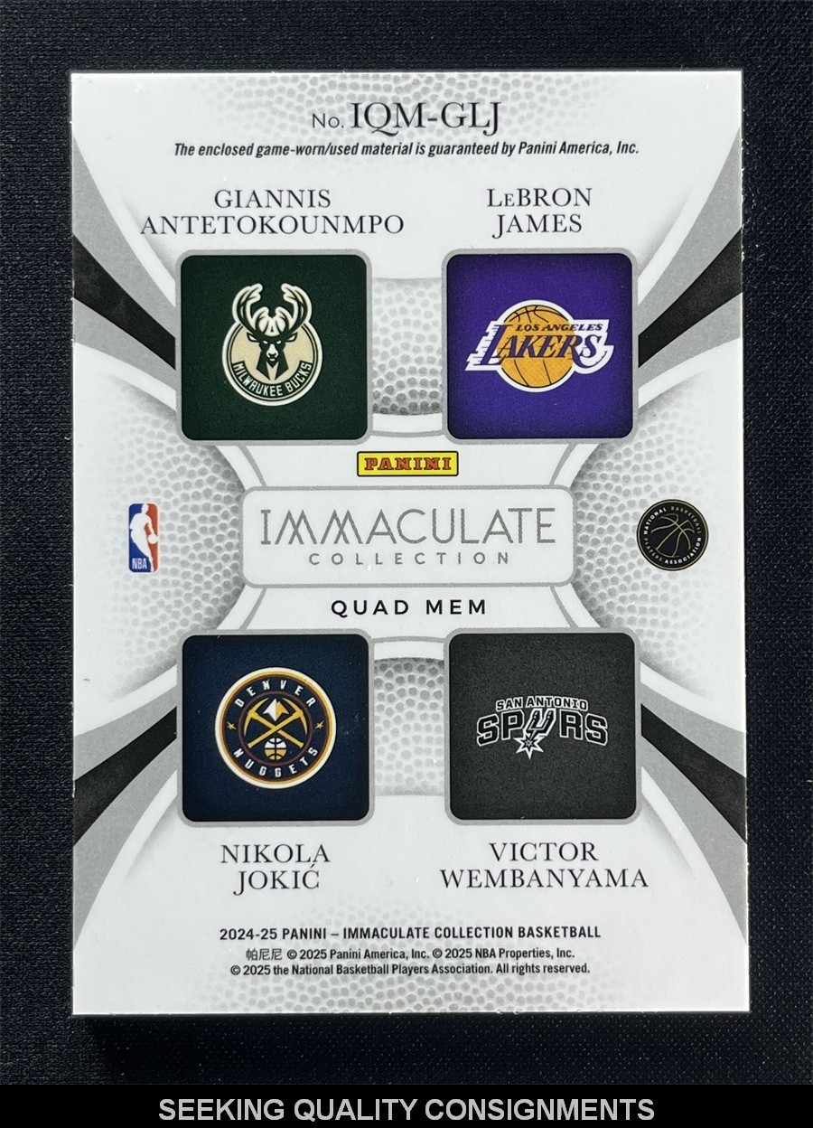 2024-25 Immaculate LeBron James/Jokic/Antetokounmpo/Wembanyama Quad Patch /99