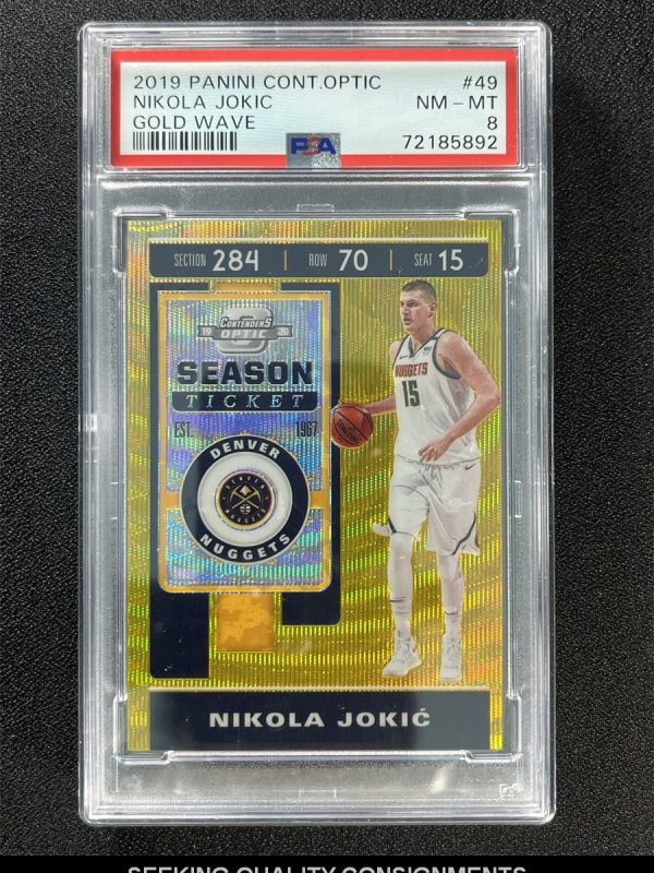 2019-20 Contenders Optic Nikola Jokic #49 Gold Wave Season Ticket PSA 8 POP 1
