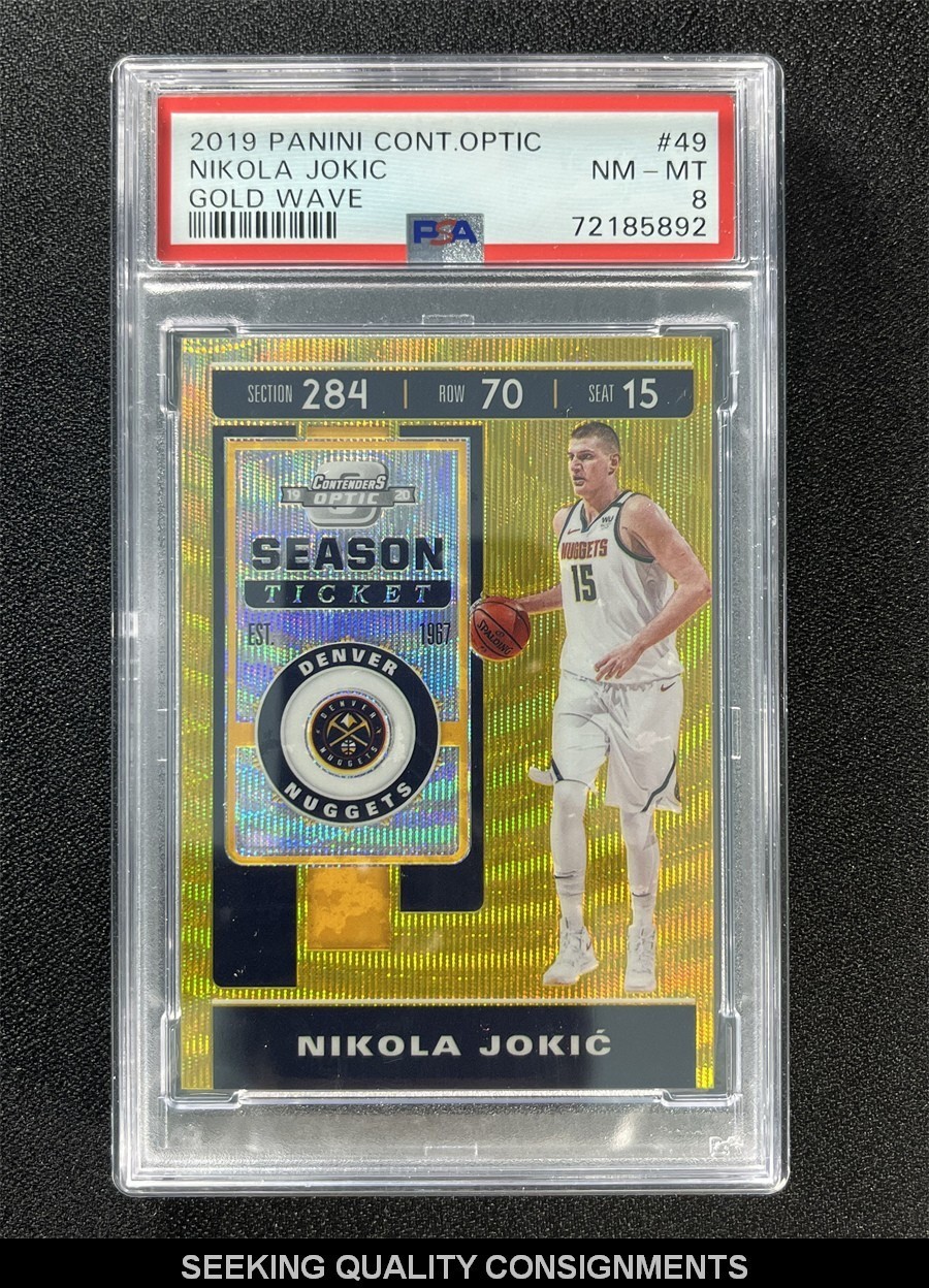 2019-20 Contenders Optic Nikola Jokic #49 Gold Wave Season Ticket PSA 8 POP 1
