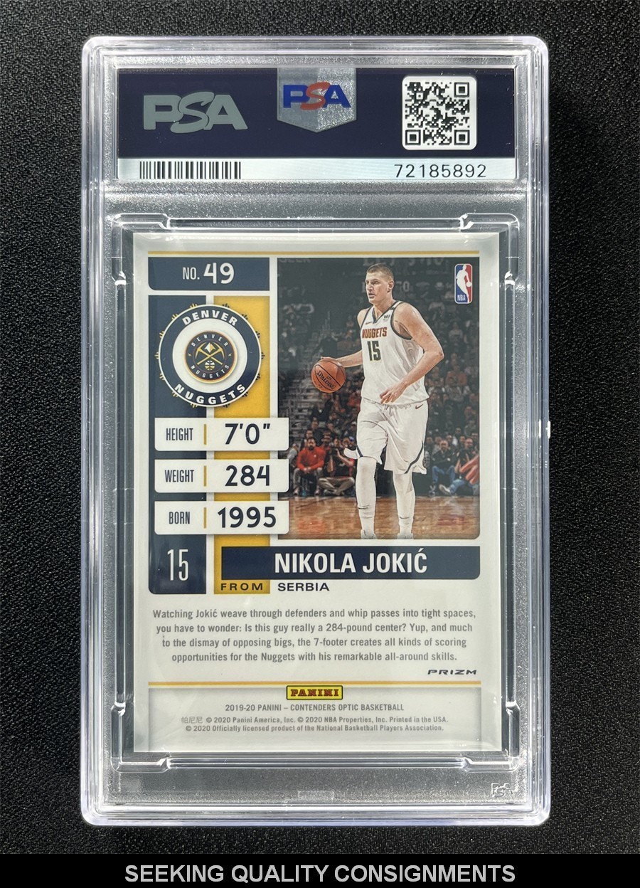 2019-20 Contenders Optic Nikola Jokic #49 Gold Wave Season Ticket PSA 8 POP 1