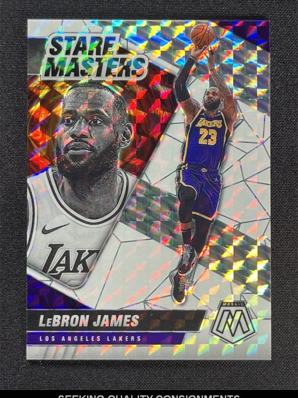 2020-21 Panini Mosaic LeBron James #3 White Prizm Stare Masters Lakers /25