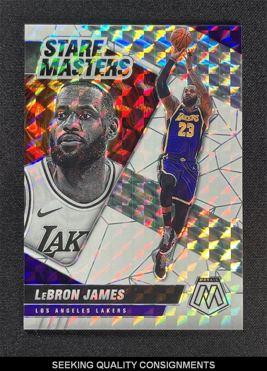 2020-21 Panini Mosaic LeBron James #3 White Prizm Stare Masters Lakers /25