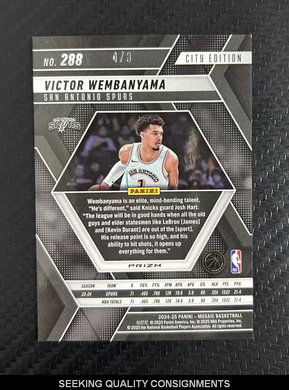 2024-25 Panini Mosaic Victor Wembanyama #288 Lucky Envelopes City Edition /8
