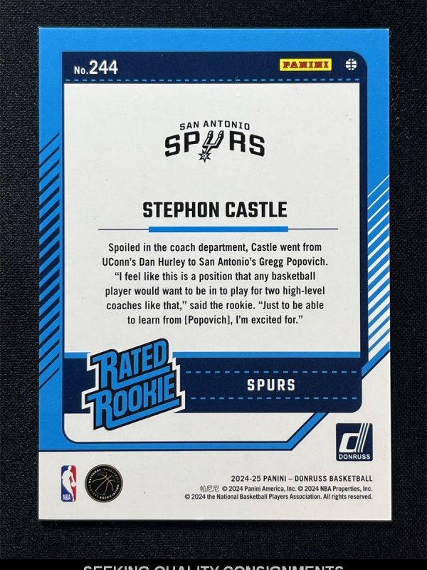2024-25 Panini Donruss Stephon Castle #244 Rated Rookie RC Purple Laser Holo /99