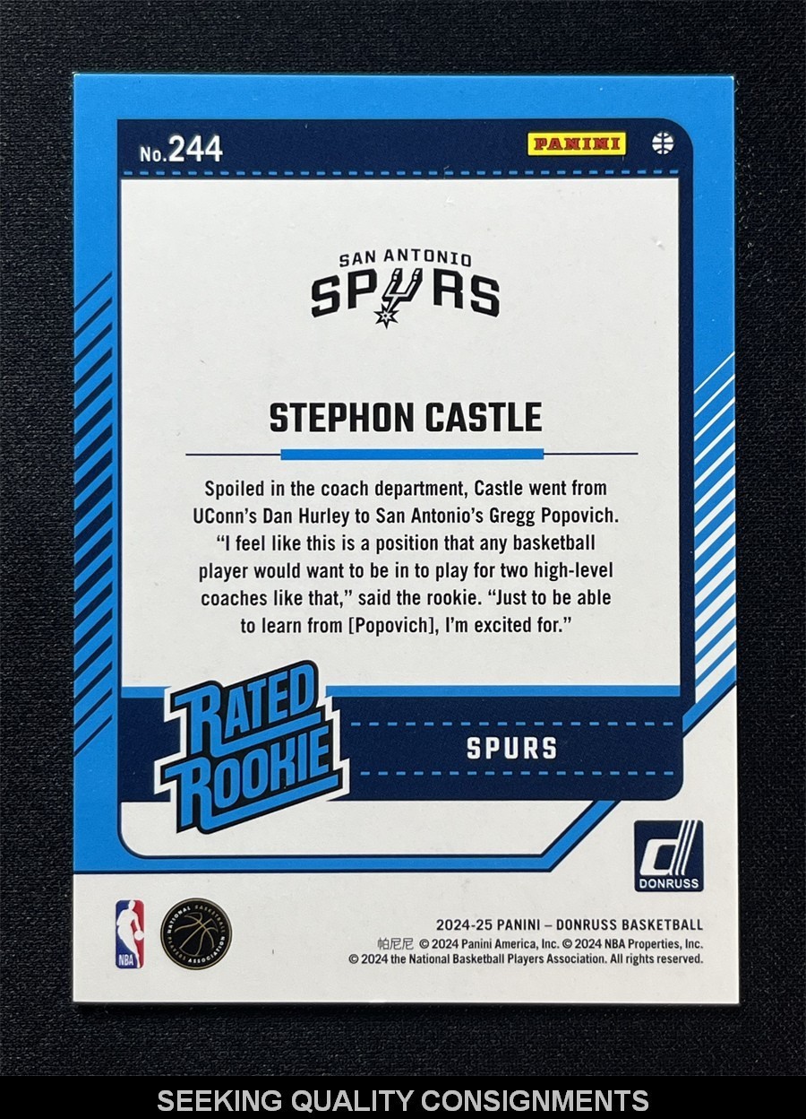 2024-25 Panini Donruss Stephon Castle #244 Rated Rookie RC Purple Laser Holo /99