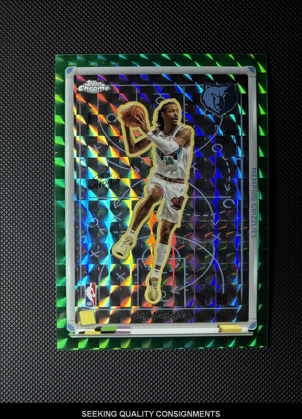 JA MORANT 2025-26 TOPPS CHROME X'S AND WHOA'S GEOMETRIC GREEN REFRACTOR #/99