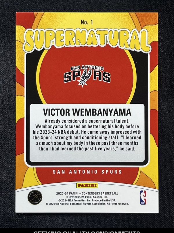 2023-24 Panini Contenders Victor Wembanyama #1 Supernatural Rookie RC Spurs