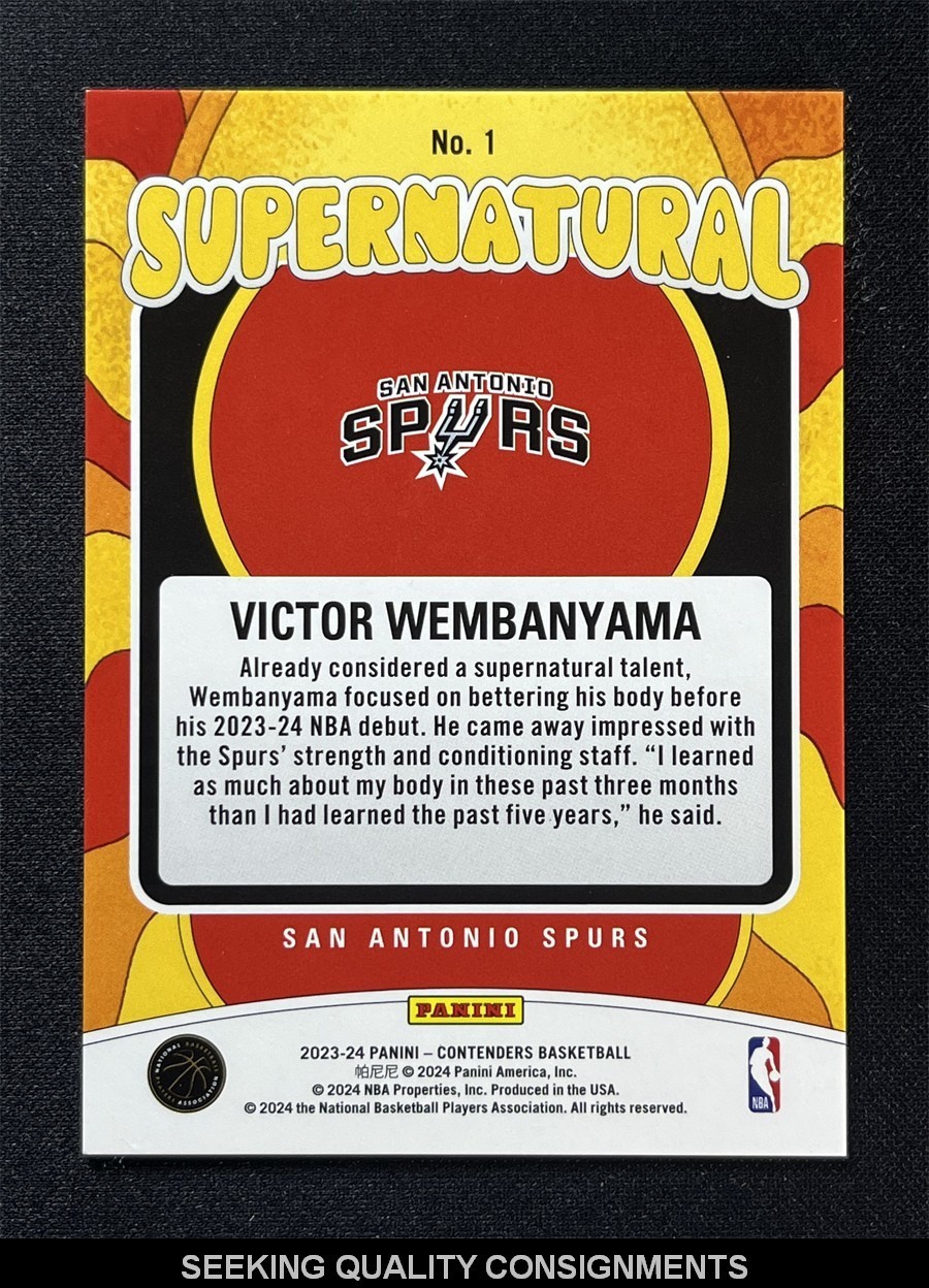 2023-24 Panini Contenders Victor Wembanyama #1 Supernatural Rookie RC Spurs