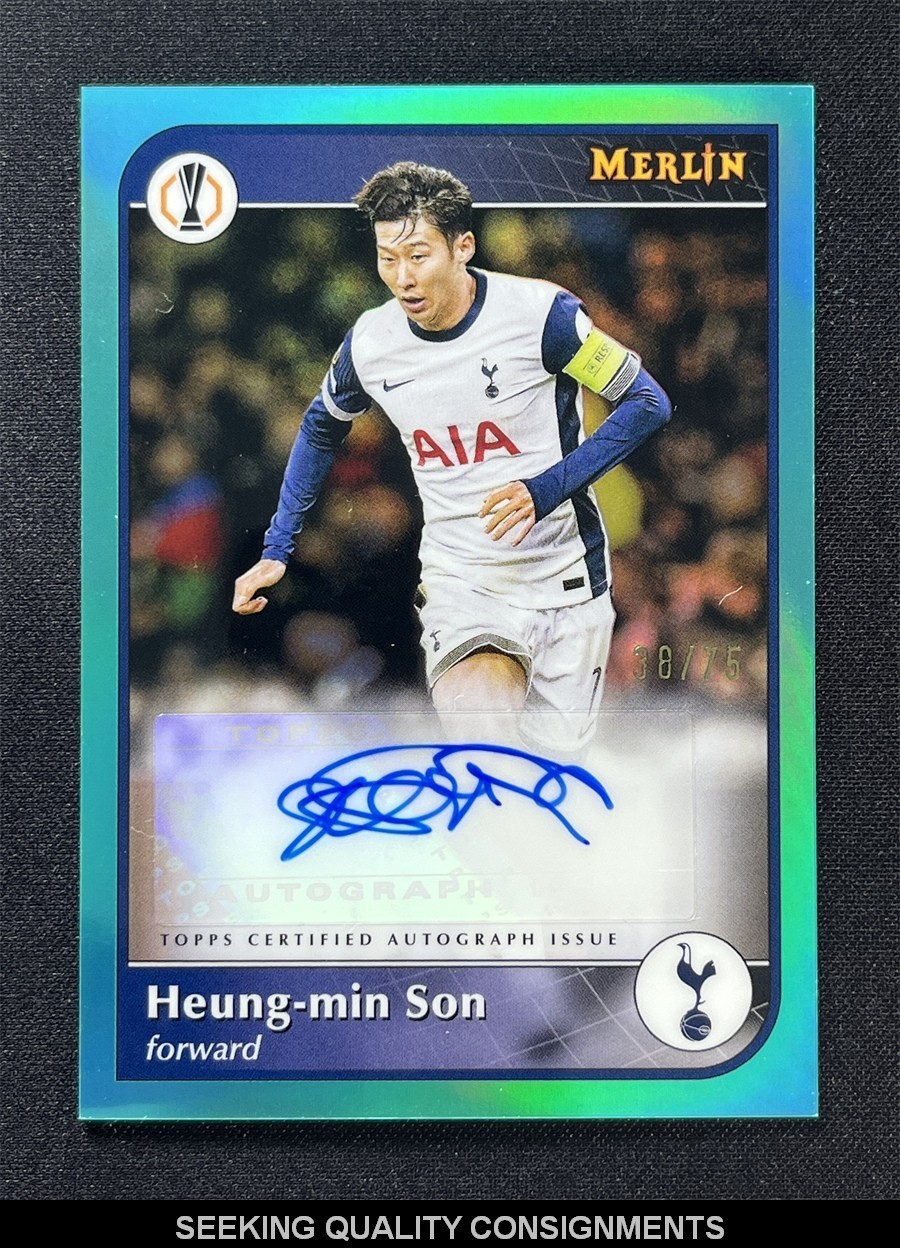 2024-25 Topps Merlin Chrome UEFA Heung-Min Son #AU-HS Aqua Refractor Auto /75