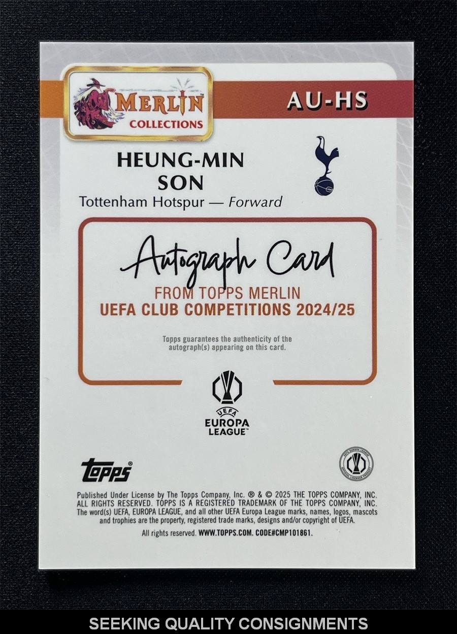 2024-25 Topps Merlin Chrome UEFA Heung-Min Son #AU-HS Aqua Refractor Auto /75